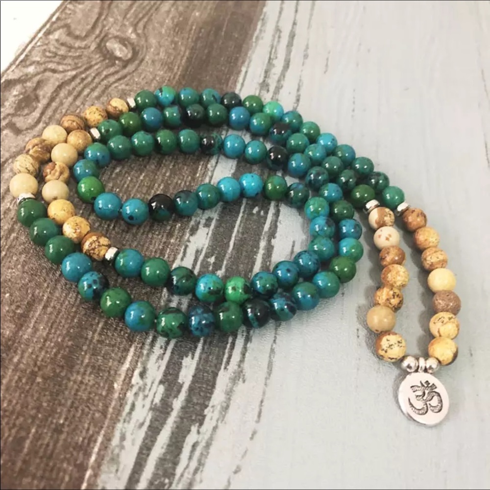 Beautiful natural Chrysocolla and desert Jasper Mala Reiki Charged✨ - Picture 5 of 8